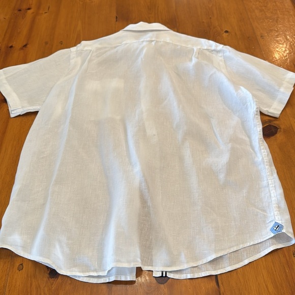100% Linen CREMIEUX Collection White Short Sleeve Shirt - Picture 10 of 10
